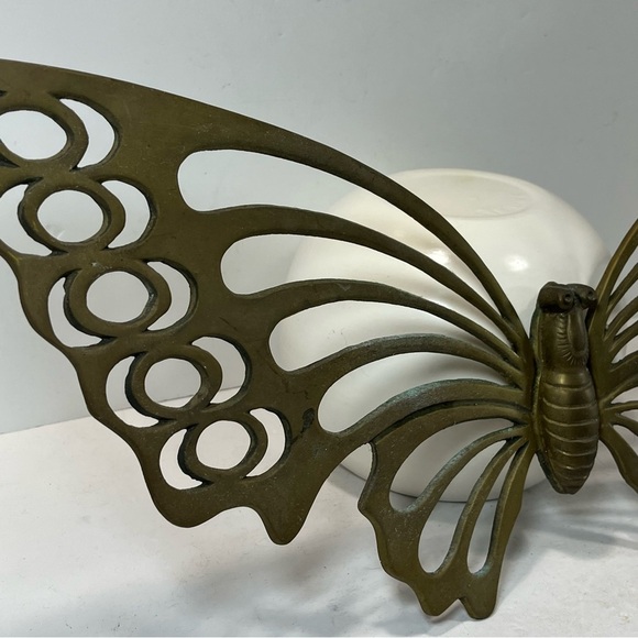 Vintage Solid Brass 22” MCM Butterfly Wall Hanging Decor - Picture 3 of 10
